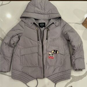 Bosideng Basic Women’s Gray Hooded Jacket (faux fur hood accent not included)